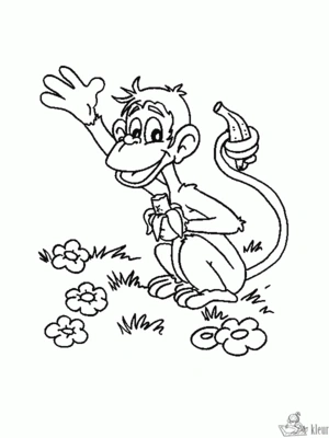 Aap 13 kleurplaat om te printen en kleuren