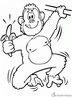 Aap 3 kleurplaat om te printen en kleuren