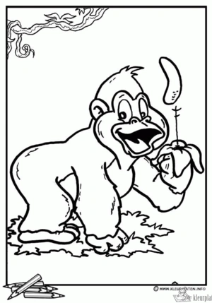 Aap 48 kleurplaat om te printen en kleuren