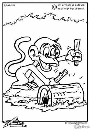 Aap 6 kleurplaat om te printen en kleuren