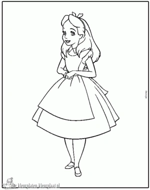 Alice in wonderland 1 kleurplaat om te printen en kleuren