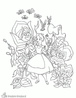 Alice in wonderland 9 kleurplaat om te printen en kleuren