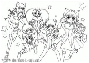 Anime 3 kleurplaat om te printen en kleuren