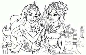 Barbie 1 kleurplaat om te printen en kleuren