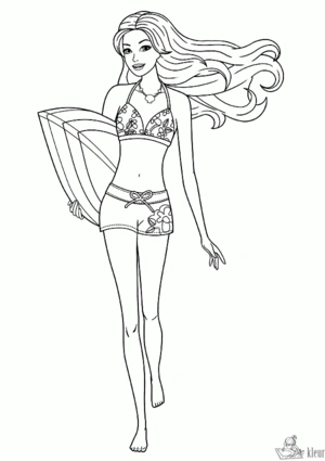 Barbie 10 kleurplaat om te printen en kleuren