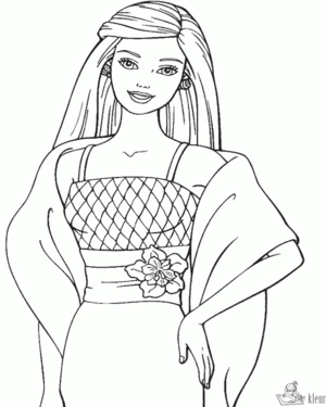 Barbie 15 kleurplaat om te printen en kleuren