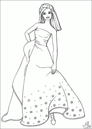 Barbie 5 kleurplaat om te printen en kleuren