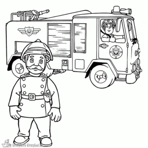 Brandweerman sam 3 kleurplaat om te printen en kleuren