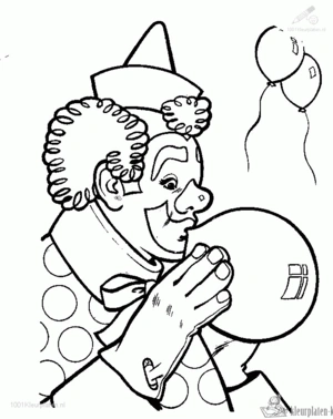 Clown 12 kleurplaat om te printen en kleuren