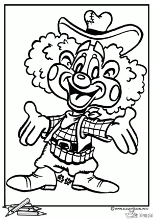 Clown 19 kleurplaat om te printen en kleuren