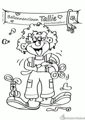 Clown 24 kleurplaat om te printen en kleuren