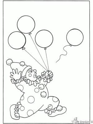 Clown 50 kleurplaat om te printen en kleuren