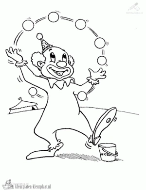 Clown 58 kleurplaat om te printen en kleuren
