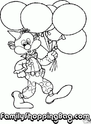 Clown 6 kleurplaat om te printen en kleuren