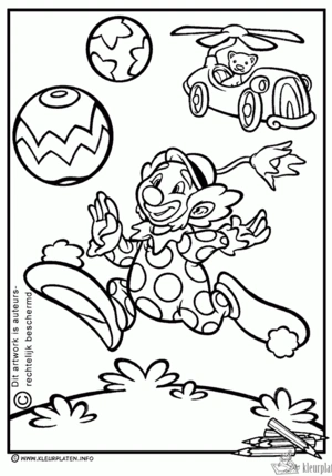 Clown 62 kleurplaat om te printen en kleuren