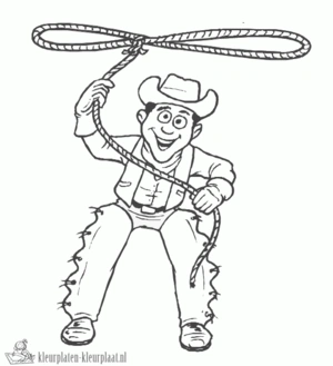 Cowboy 13 kleurplaat om te printen en kleuren