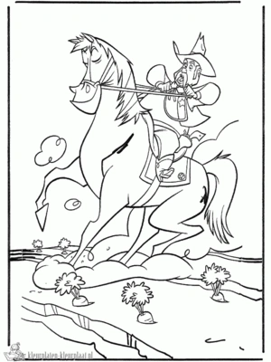 Cowboy 3 kleurplaat om te printen en kleuren