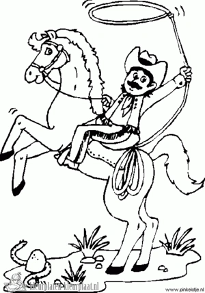 Cowboy 7 kleurplaat om te printen en kleuren