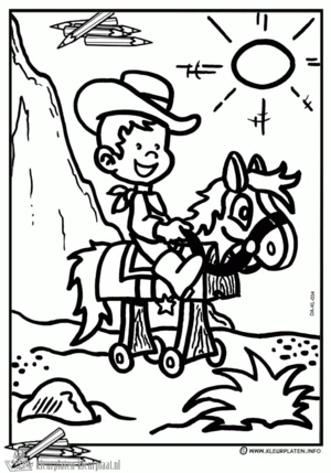 Cowboy 8 kleurplaat om te printen en kleuren
