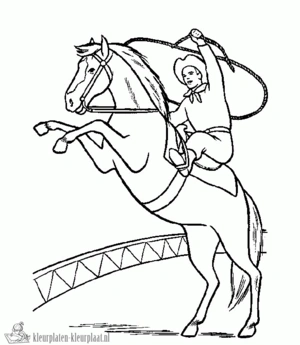 Cowboy 9 kleurplaat om te printen en kleuren