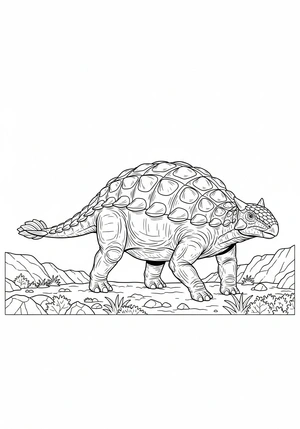 Ankylosaurus met zijn gepantserde staart kleurplaat om te printen en kleuren