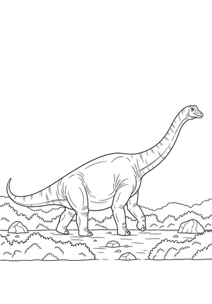 Diplodocus met superlange staart kleurplaat om te printen en kleuren