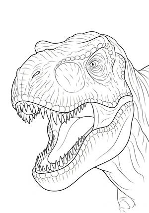 Tyrannosaurus rex met scherpe tanden kleurplaat om te printen en kleuren