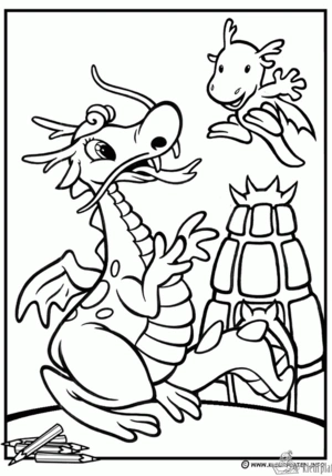 Draak 35 kleurplaat om te printen en kleuren