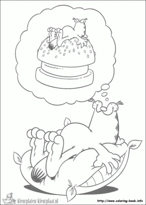 Garfield 39 kleurplaat om te printen en kleuren