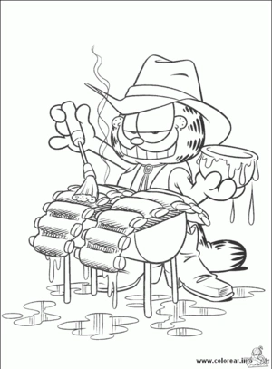 Garfield 5 kleurplaat om te printen en kleuren