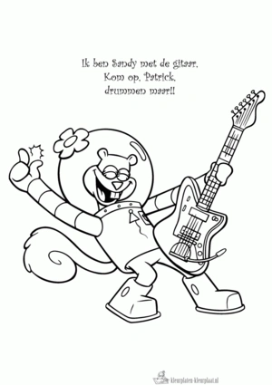 Gitaar 13 kleurplaat om te printen en kleuren