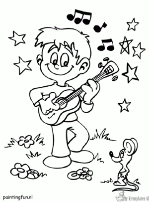 Gitaar 14 kleurplaat om te printen en kleuren