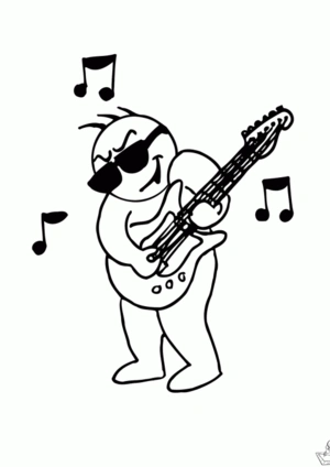 Gitaar 15 kleurplaat om te printen en kleuren