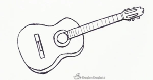 Gitaar 2 kleurplaat om te printen en kleuren