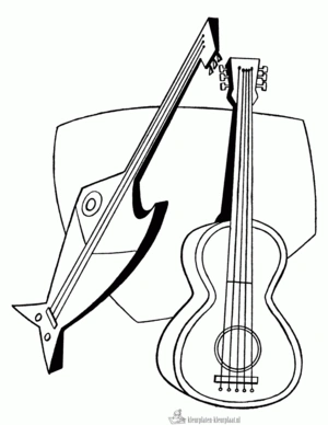 Gitaar 25 kleurplaat om te printen en kleuren