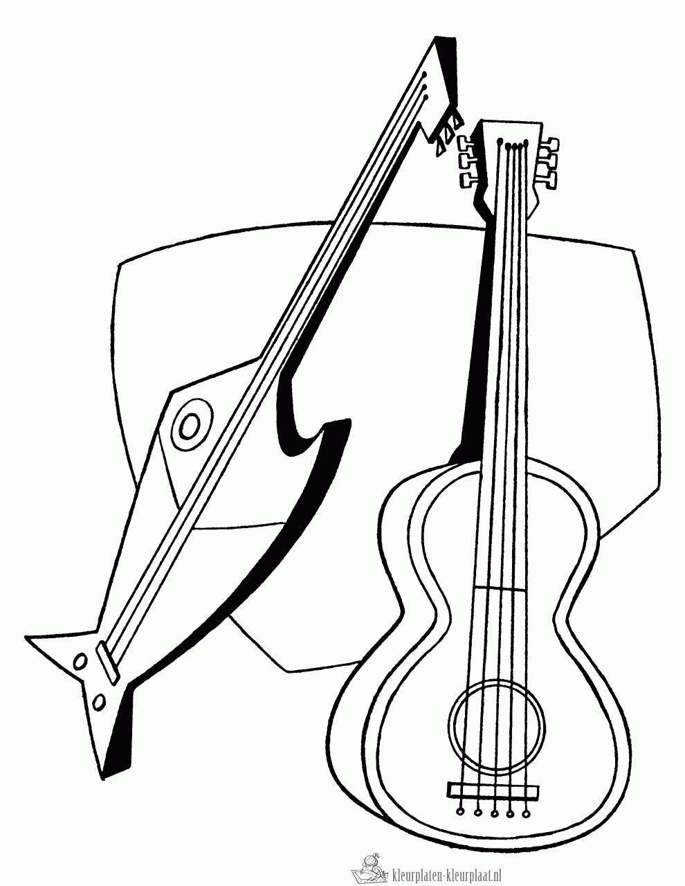 Gitaar 25 kleurplaat