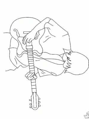 Gitaar 29 kleurplaat om te printen en kleuren