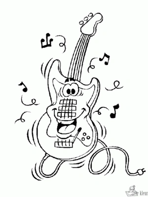 Gitaar 5 kleurplaat om te printen en kleuren