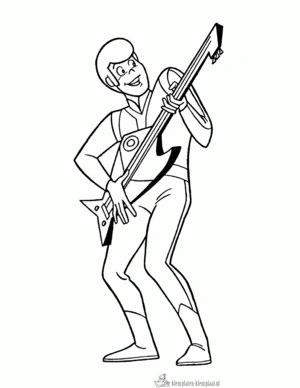 Gitaar 6 kleurplaat om te printen en kleuren