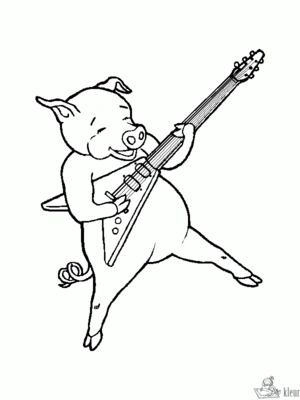 Gitaar 9 kleurplaat om te printen en kleuren