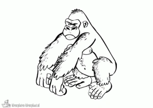 Gorilla 19 kleurplaat om te printen en kleuren