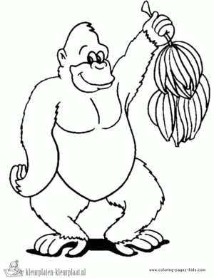 Gorilla 2 kleurplaat om te printen en kleuren