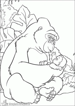 Gorilla 4 kleurplaat om te printen en kleuren