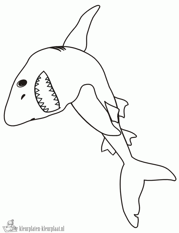 Haai 16 kleurplaat