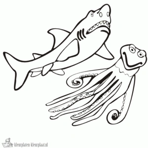 Haai 27 kleurplaat om te printen en kleuren
