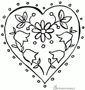 Hart 3 kleurplaat om te printen en kleuren