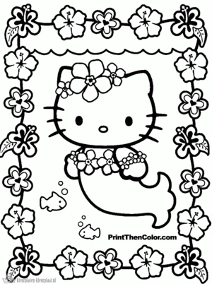 Hello kitty 1 kleurplaat om te printen en kleuren