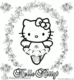 Hello kitty 6 kleurplaat om te printen en kleuren