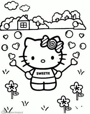 Hello kitty 7 kleurplaat om te printen en kleuren