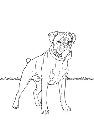 Boxer hond die speelt kleurplaat om te printen en kleuren